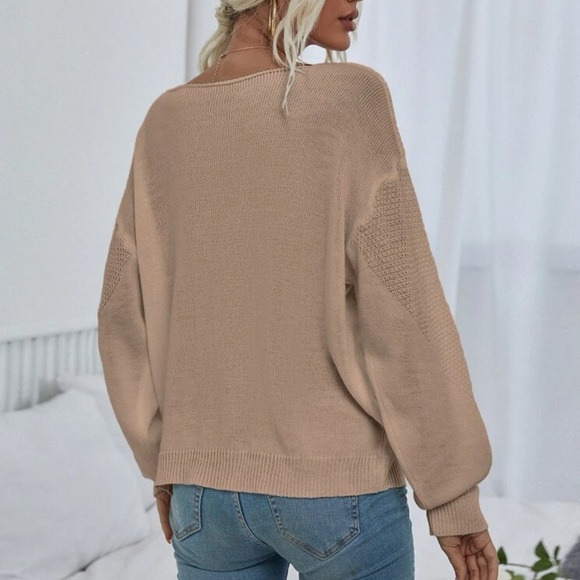 NWOT V-neck tan drop sweater - Picture 4 of 5